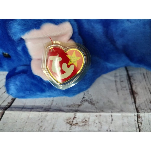 1998 vintage plush Ty Beanie Buddy Peanut The Elephant - Royal Blue - large EUC - Picture 5 of 9